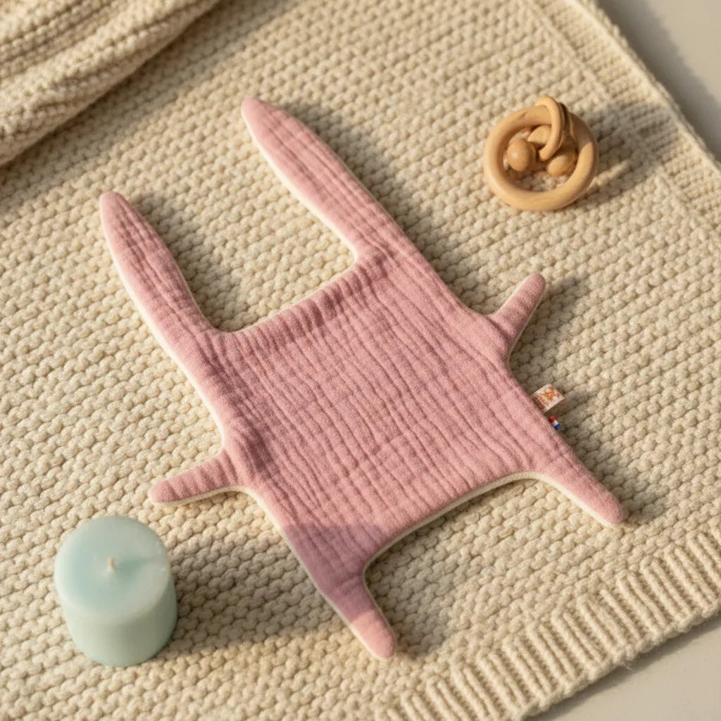 doudou-lapin-rose-sur-plaid-cr-me