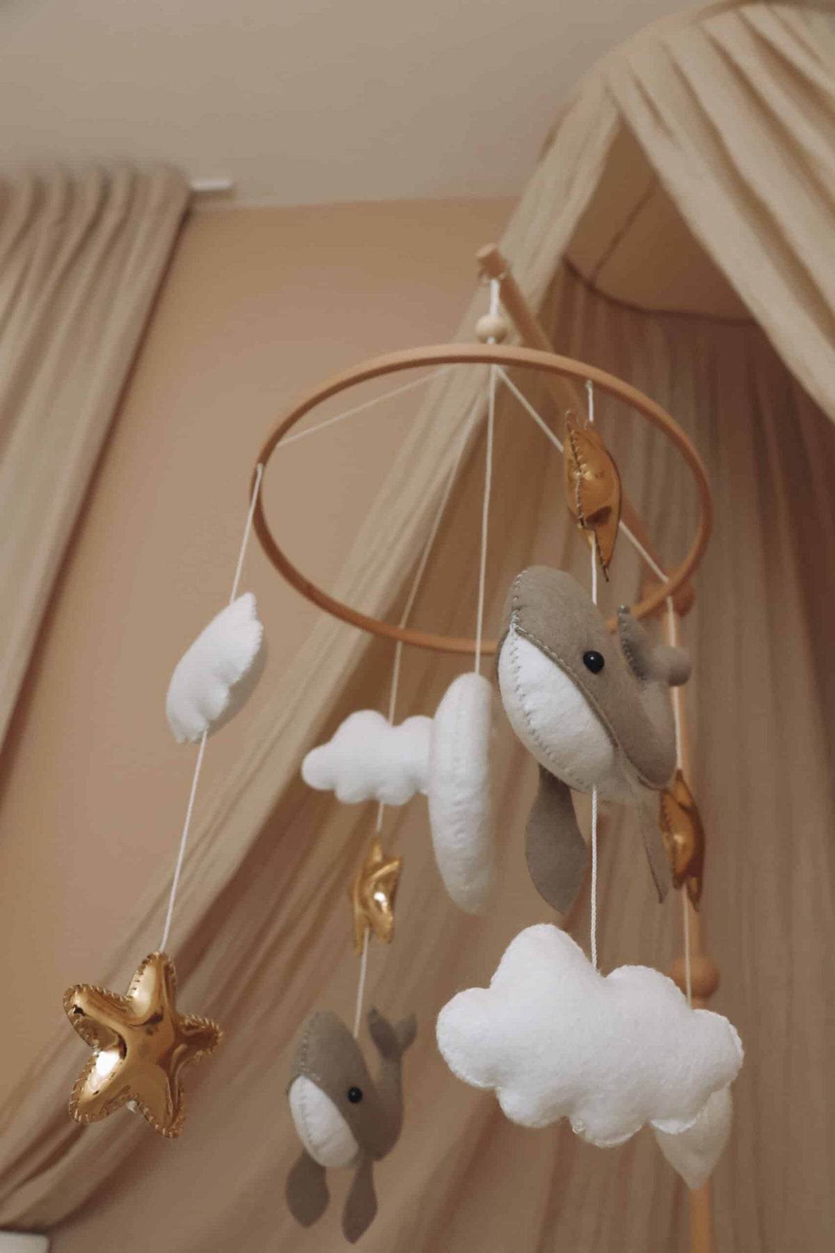 Handmade Little Whales baby mobile-1