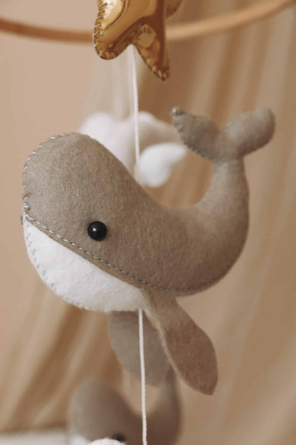 Handmade Little Whales baby mobile-5