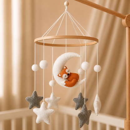 Mobile bébé artisanal Renard fait main pour chambre de bébé