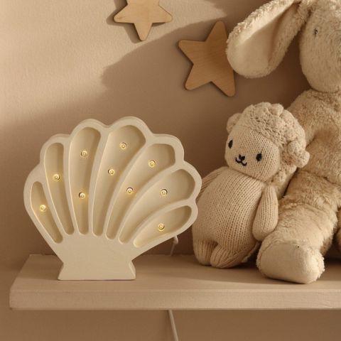 Veilleuse bébé Coquillage en bois massif, vue produit