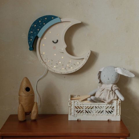 Veilleuse bébé Lune en bois de pin massif naturel