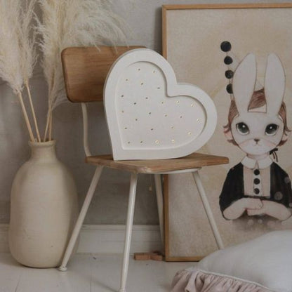 Veilleuse bébé Cœur en bois massif avec lumière blanc chaud
