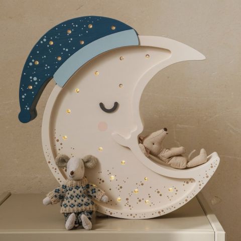Veilleuse bébé Lune en bois massif, vue produit