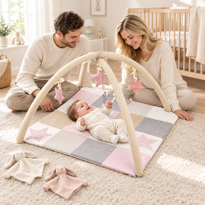 Tapis d’éveil bébé 80 × 80 cm | Rose