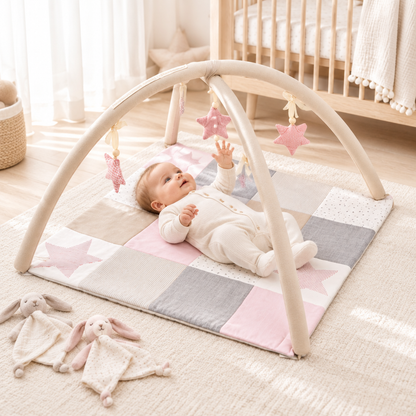 Tapis d’éveil bébé 80 × 80 cm | Rose