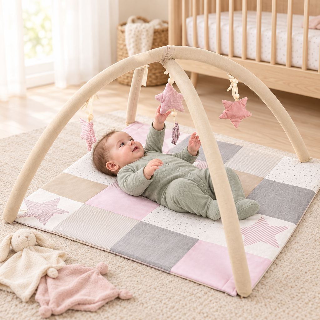 Tapis d’éveil bébé 80 × 80 cm | Rose