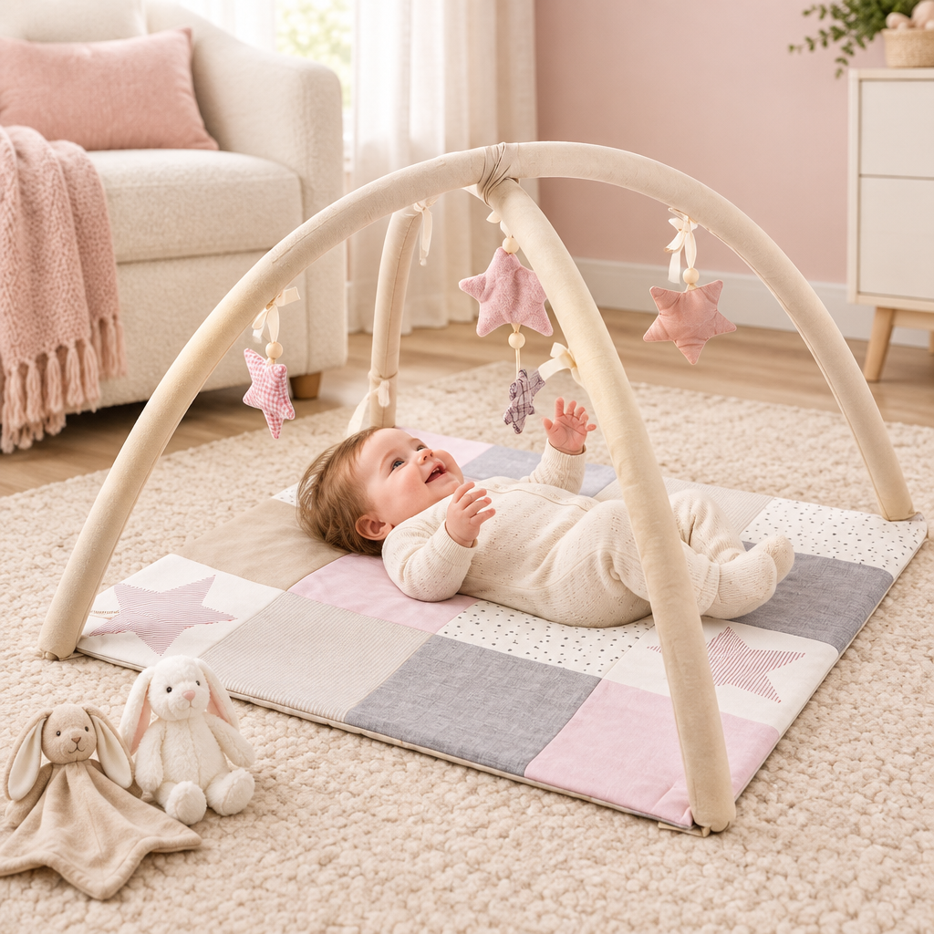 Tapis d’éveil bébé 80 × 80 cm | Rose
