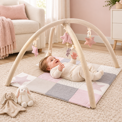 Tapis d’éveil bébé 80 × 80 cm | Rose