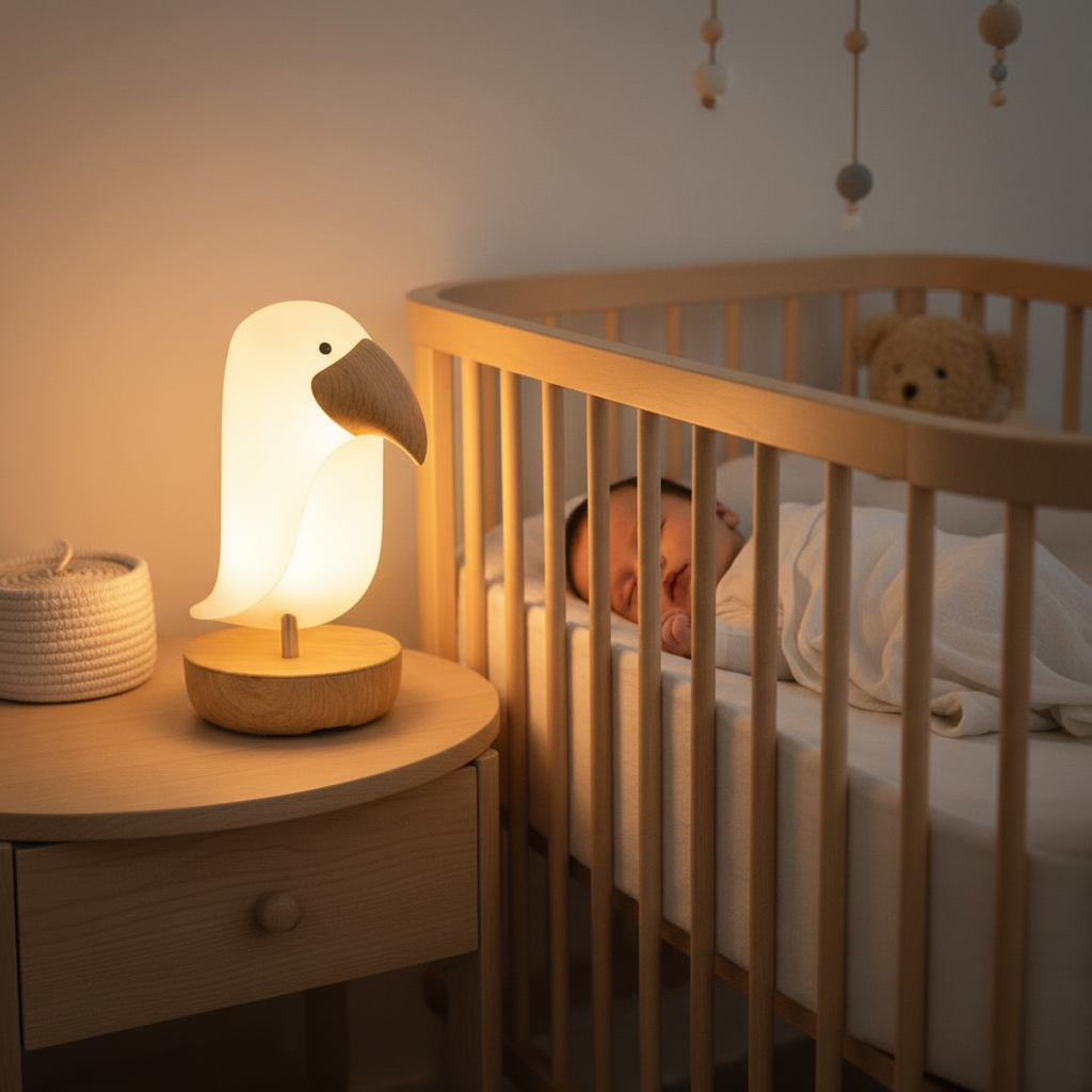 🌙 Veilleuse Oiseau Bluetooth – Lumière douce, berceuses & nuits apaisées pour bébé