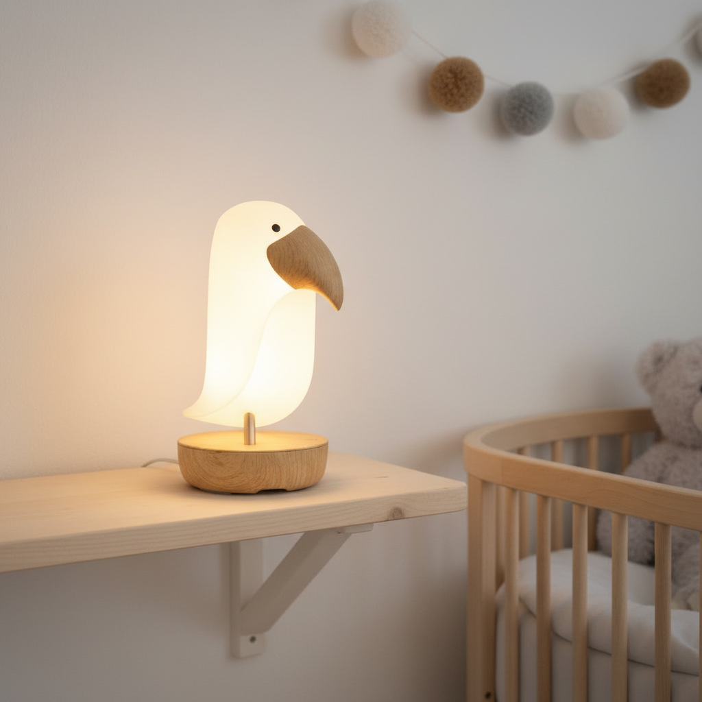 🌙 Veilleuse Oiseau Bluetooth – Lumière douce, berceuses & nuits apaisées pour bébé