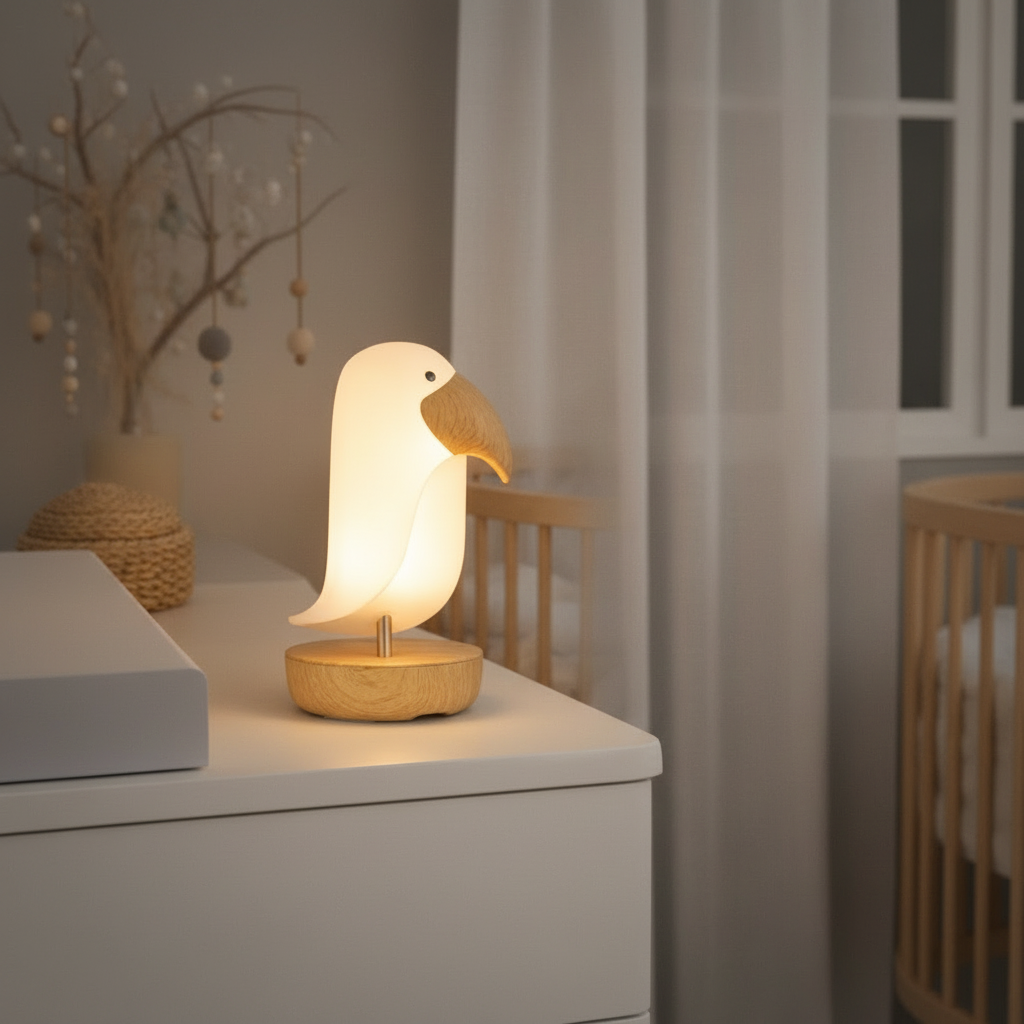 🌙 Veilleuse Oiseau Bluetooth – Lumière douce, berceuses & nuits apaisées pour bébé