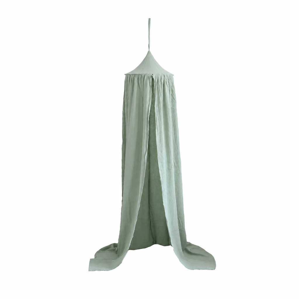Ciel de lit bébé vert menthe en coton OEKO-TEX®, vue produit carrée