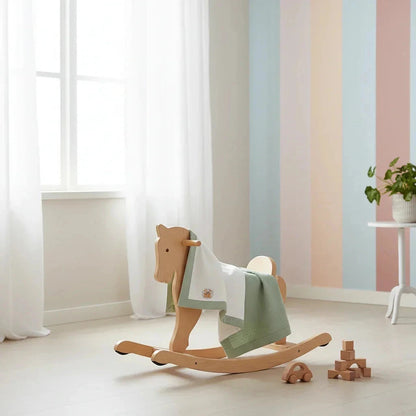 Couverture Bébé en Coton Bio – Vert Céladon & Polaire Blanche BÉBÉ Familyfirstbaby