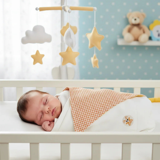 Couverture Bébé en Coton Bio – Vichy Orange & Polaire Blanche Couvertures Polaires Familyfirstbaby