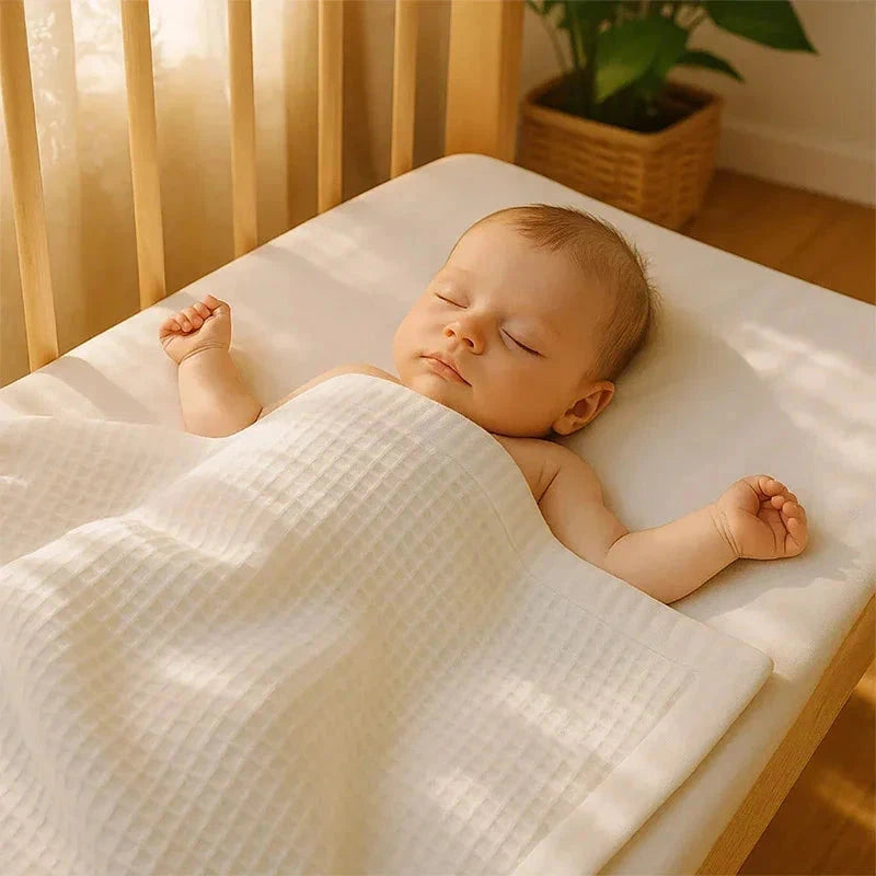 ⭐ Couverture Bébé Nid d’Abeille Blanche – 100% Coton Bio | Fabrication Française BÉBÉ Familyfirstbaby