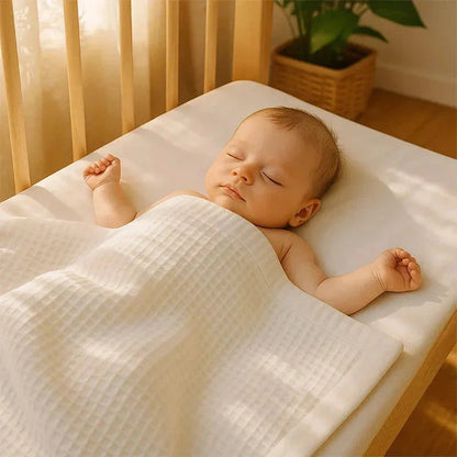 ⭐ Couverture Bébé Nid d’Abeille Blanche – 100% Coton Bio | Fabrication Française BÉBÉ Familyfirstbaby