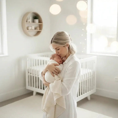 ⭐ Couverture Bébé Nid d’Abeille Blanche – 100% Coton Bio | Fabrication Française BÉBÉ Familyfirstbaby