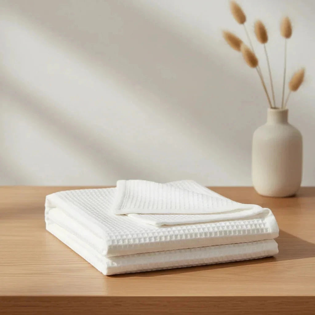 ⭐ Couverture Bébé Nid d’Abeille Blanche – 100% Coton Bio | Fabrication Française BÉBÉ Familyfirstbaby