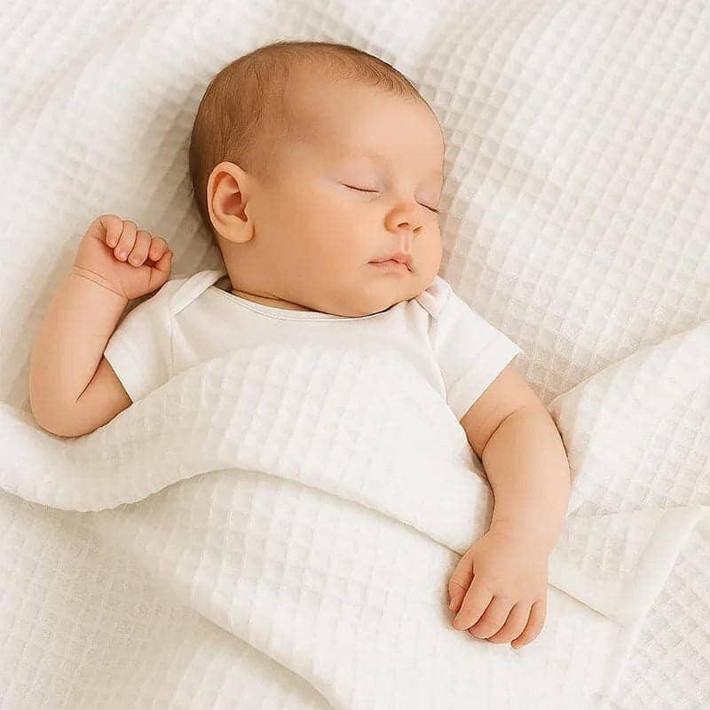 ⭐ Couverture Bébé Nid d’Abeille Blanche – 100% Coton Bio | Fabrication Française BÉBÉ Familyfirstbaby