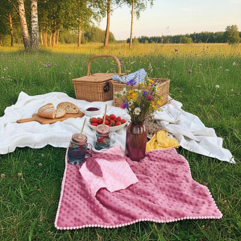 🧸 Couverture Double Face Bébé avec Oreilles de Lapin – Rose Poudré BÉBÉ Familyfirstbaby