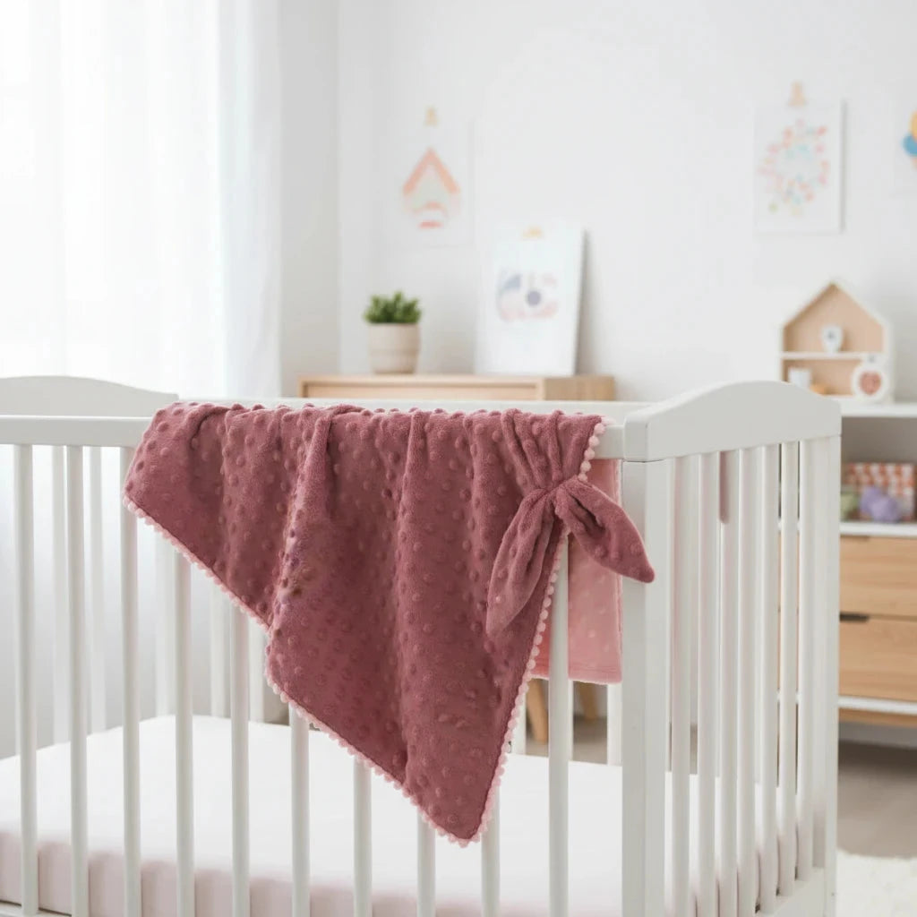 🧸 Couverture Double Face Bébé avec Oreilles de Lapin – Rose Poudré BÉBÉ Familyfirstbaby