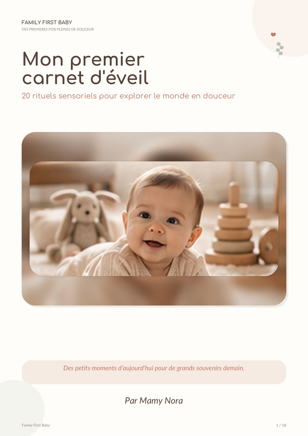 Couverture e-book Mon premier carnet d’éveil – 20 rituels sensoriels – Family First Baby