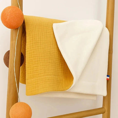 Couverture Polaire en Coton Bio Miel & Blanc BÉBÉ Familyfirstbaby
