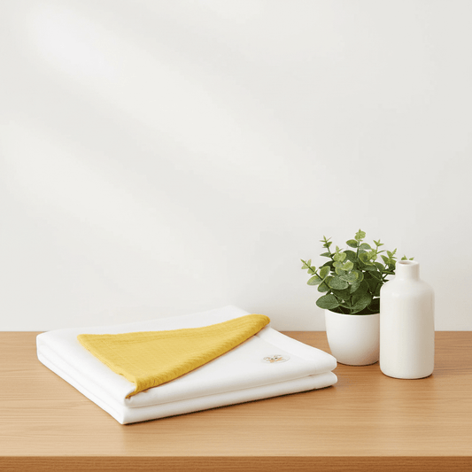 Couverture Polaire en Coton Bio Miel & Blanc BÉBÉ Familyfirstbaby