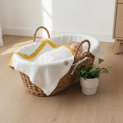 Couverture Polaire en Coton Bio Miel & Blanc BÉBÉ Familyfirstbaby