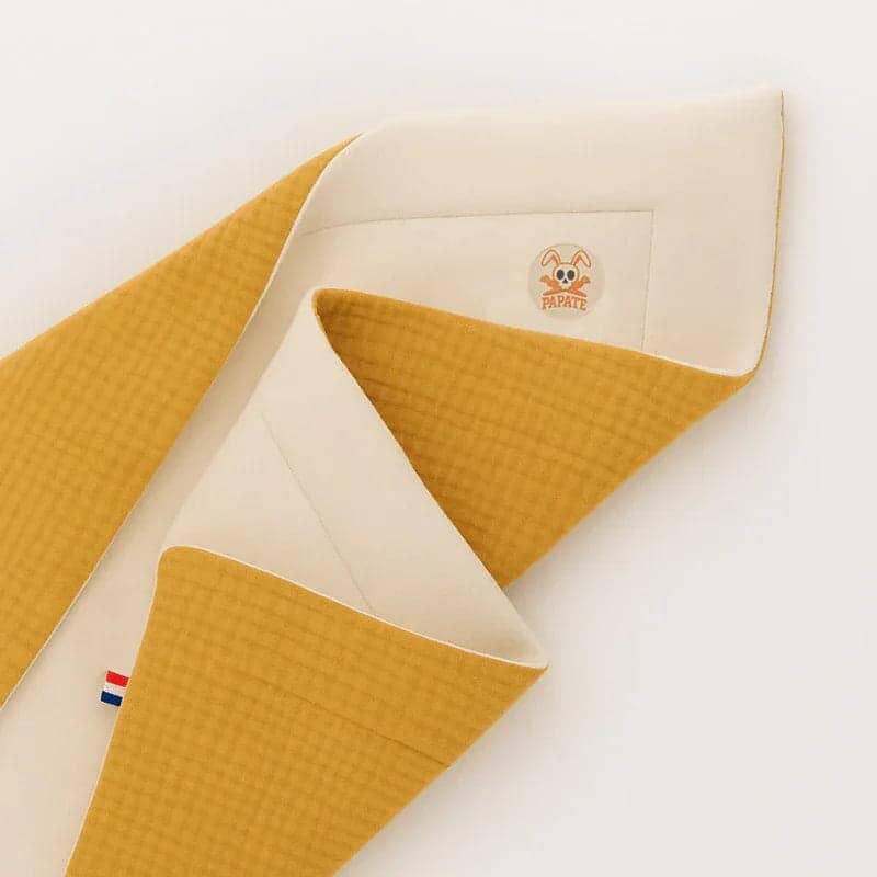 Couverture Polaire en Coton Bio Miel & Blanc BÉBÉ Familyfirstbaby