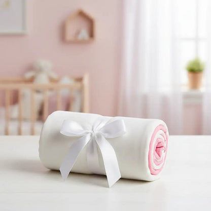 🌸 Couverture Polaire en Coton Bio Rose & Blanc BÉBÉ Familyfirstbaby