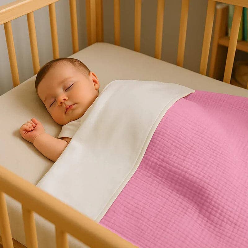 🌸 Couverture Polaire en Coton Bio Rose & Blanc BÉBÉ Familyfirstbaby