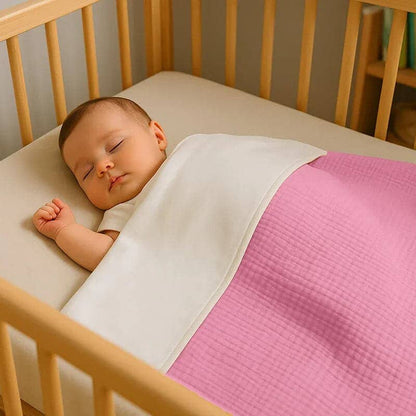 🌸 Couverture Polaire en Coton Bio Rose & Blanc BÉBÉ Familyfirstbaby