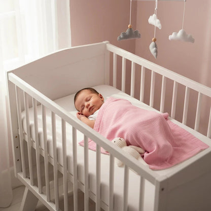 🌸 Couverture Polaire en Coton Bio Rose & Blanc BÉBÉ Familyfirstbaby