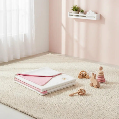 🌸 Couverture Polaire en Coton Bio Rose & Blanc BÉBÉ Familyfirstbaby