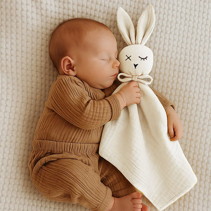 doudou lange coton biologique lapin naissance papate blanc