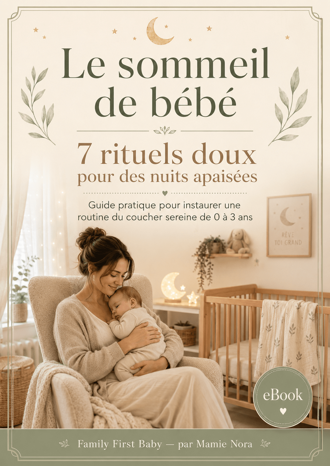 Couverture eBook Le sommeil de bébé - 7 rituels doux pour des nuits apaisées - Family First Baby