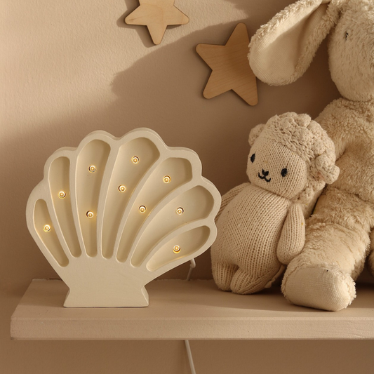 Veilleuse bébé Coquillage en bois massif, vue produit