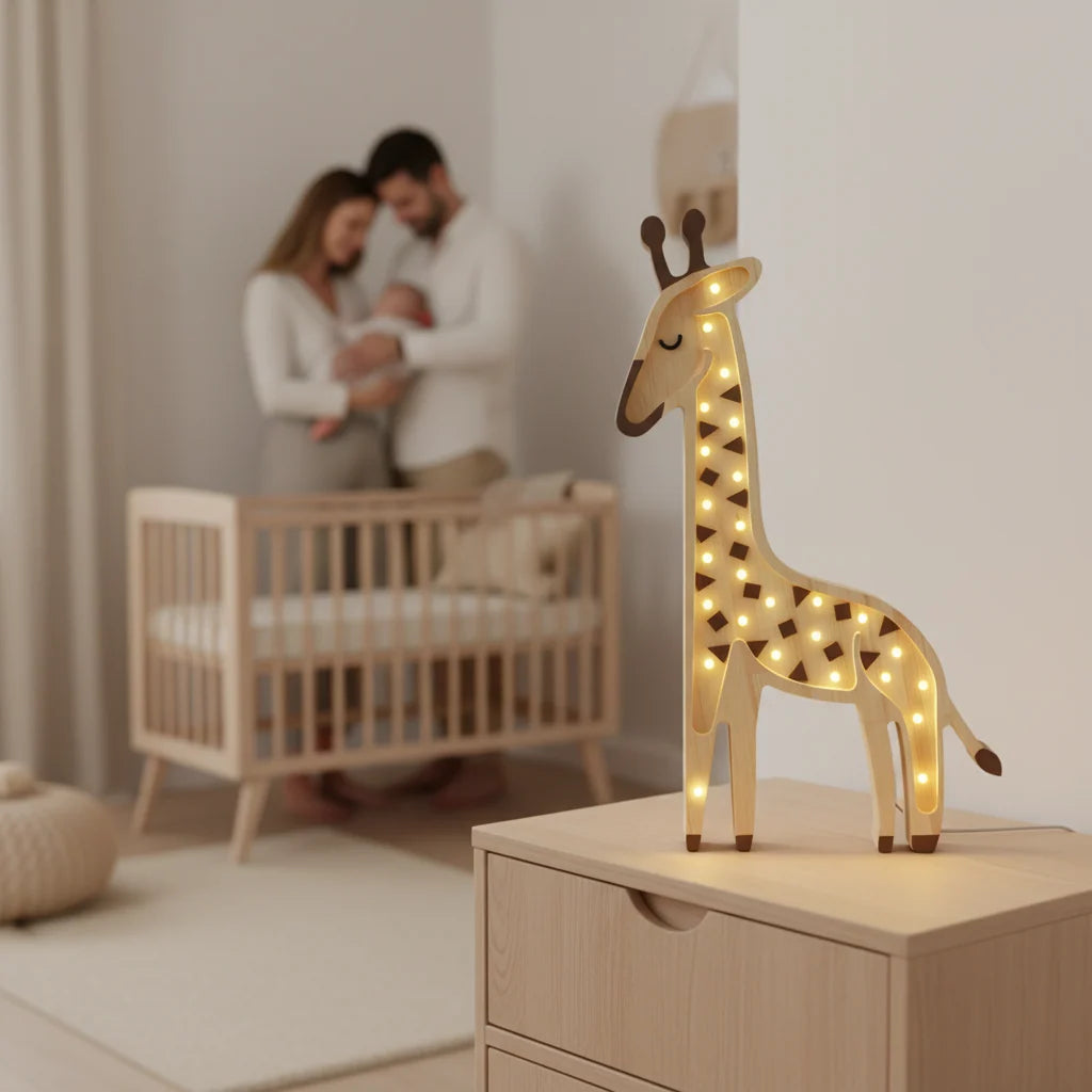 Veilleuse girafe allumée