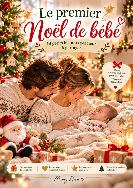 Le premier Noël de bébé, e-book de 20 pages par Mamy Nora pour Family First Baby.