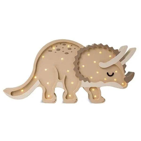 Veilleuse bébé Tricératops en bois massif, vue produit