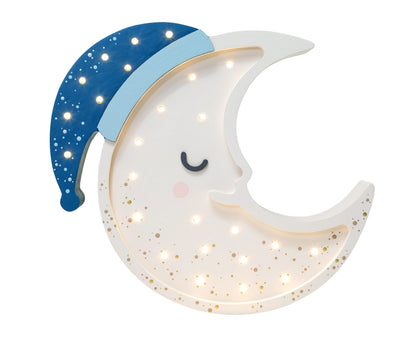 Veilleuse bébé Lune en bois massif, modèle naturel