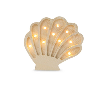 Veilleuse bébé Coquillage artisanale en bois de pin