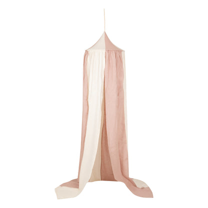 Ciel de lit bébé rose poudré en coton et lin, vue produit