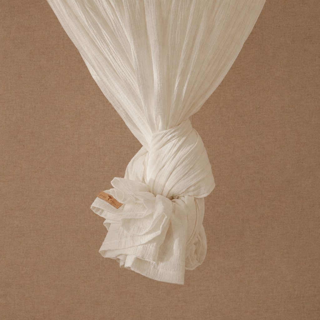 Ciel de lit bébé crème en coton OEKO-TEX®, vue décorative carrée