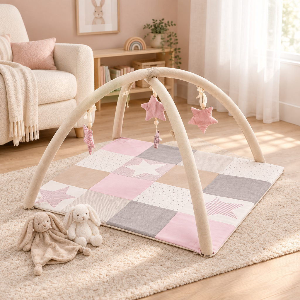 Tapis d’éveil bébé 80 × 80 cm | Rose