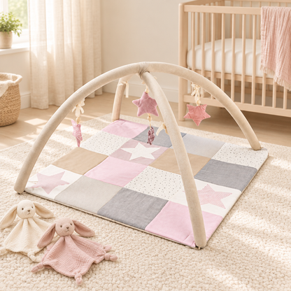 Tapis d’éveil bébé 80 × 80 cm | Rose