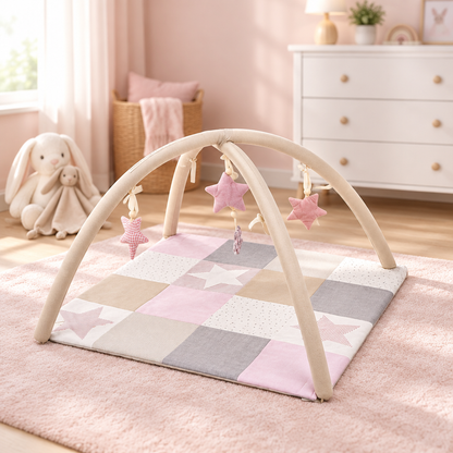 Tapis d’éveil bébé 80 × 80 cm | Rose