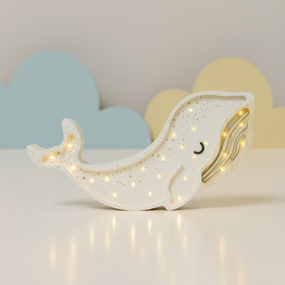 Veilleuse bébé Baleine blanche allumée